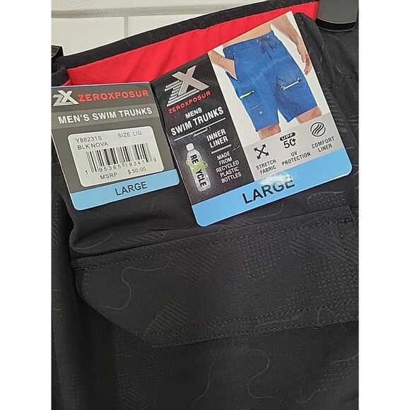 ZeroXposur Men’s Sz Large Black Swim Trunks Shorts NWT Beach Vacation Hiking - Picture 7 of 10